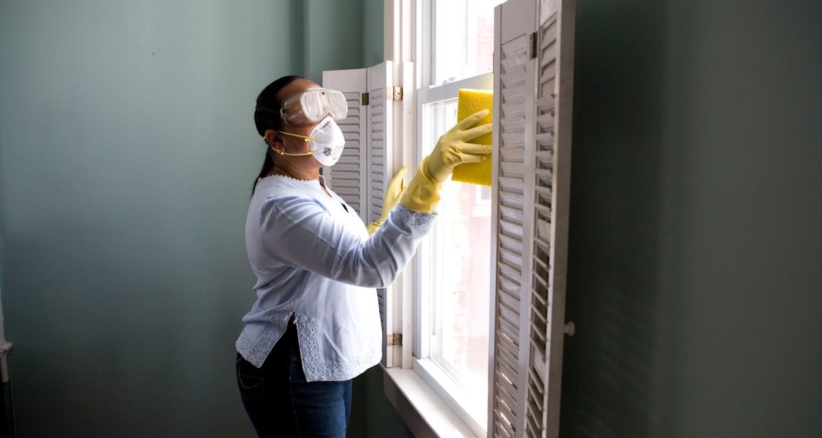 Service professional reviewing work at a residential job site